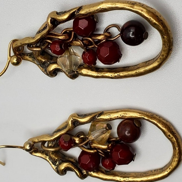 Gold and Red Earrings - Picture 8 of 14